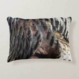 Wild Turkey Feathers I Abstract Nature Design Decorative Cushion