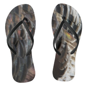 Wild Turkey Feathers I Abstract Nature Design Flip Flops