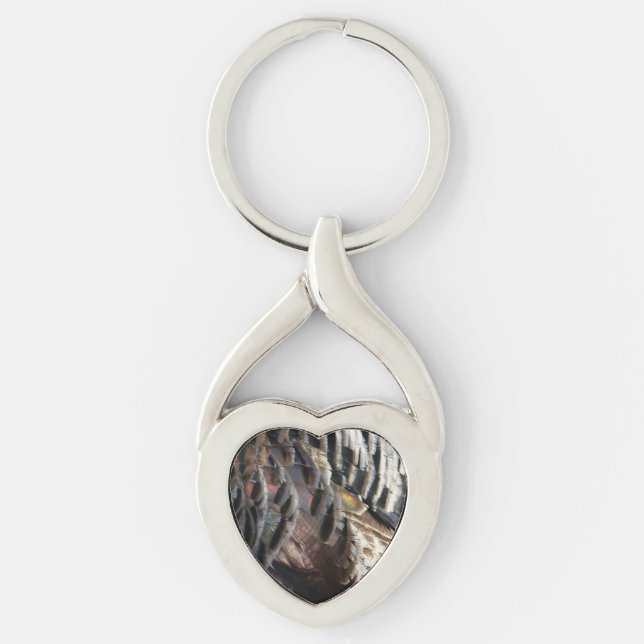 Wild Turkey Feathers I Abstract Nature Design Key Ring (Front)