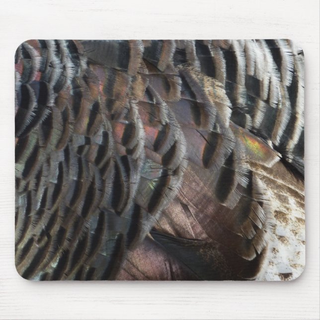 Wild Turkey Feathers I Abstract Nature Design Mouse Mat (Front)