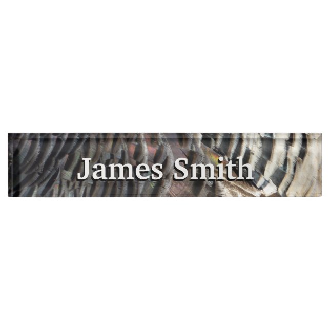 Wild Turkey Feathers I Abstract Nature Design Nameplate (Front)