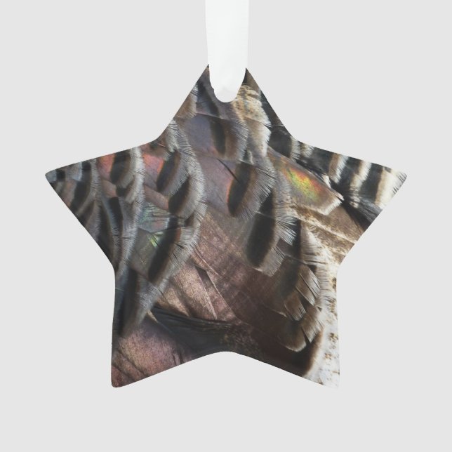 Wild Turkey Feathers I Abstract Nature Design Ornament (Front)