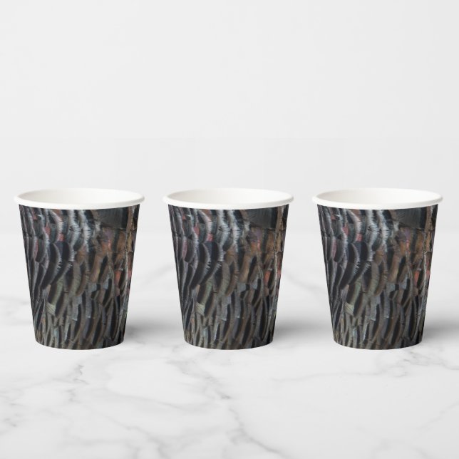 Wild Turkey Feathers I Abstract Nature Design Paper Cups (Multi)