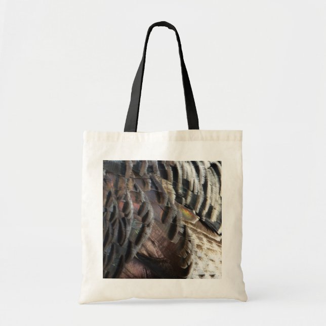 Wild Turkey Feathers I Abstract Nature Design Tote Bag (Front)