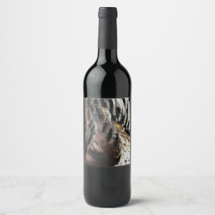 Wild Turkey Feathers I Abstract Nature Design Wine Label