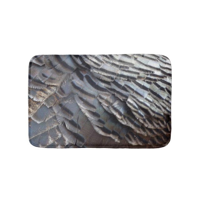 Wild Turkey Feathers II Abstract Nature Design Bath Mat (Front)