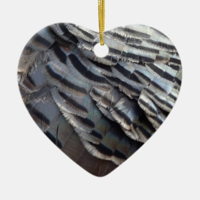 Wild Turkey Feathers II Abstract Nature Design Ceramic Tree Decoration (Front)