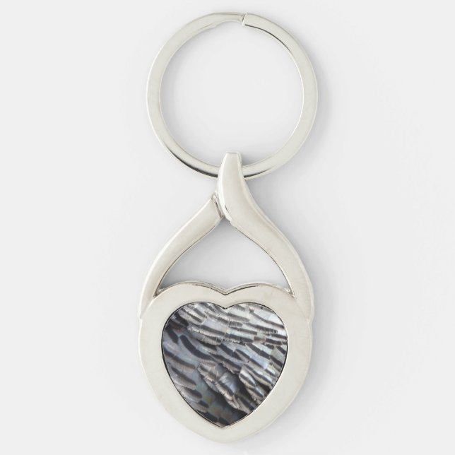 Wild Turkey Feathers II Abstract Nature Design Key Ring (Front)