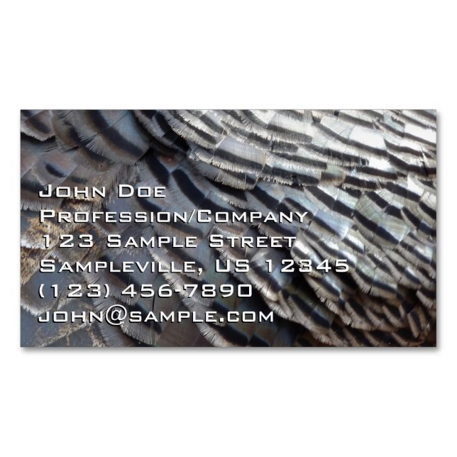 Wild Turkey Feathers II Abstract Nature Design Magnetic Business Card (Front)