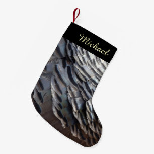 Wild Turkey Feathers II Abstract Nature Design Small Christmas Stocking