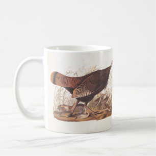 Wild Turkey Hen and Chicks Audubon Bookplate  Coffee Mug