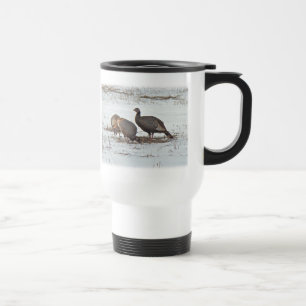 Wild Turkey in Snowy Field Travel Mug