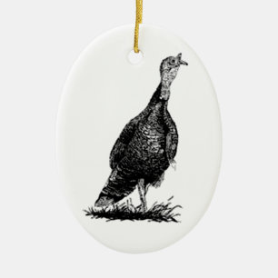 Wild Turkey (line art) Ceramic Tree Decoration