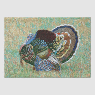 Wild Turkey Mosaic Pattern Print Decoupage Tissue Paper