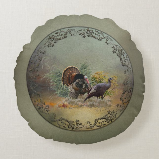 Wild turkey    round cushion (Front)