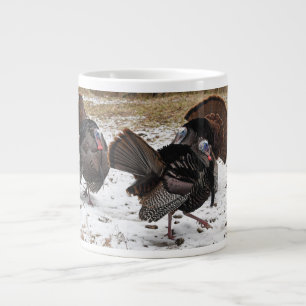 Wild Turkey Strutting Their Stuff Large Coffee Mug