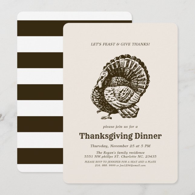 Wild Turkey | Thanksgiving Dinner Invitation (Front/Back)