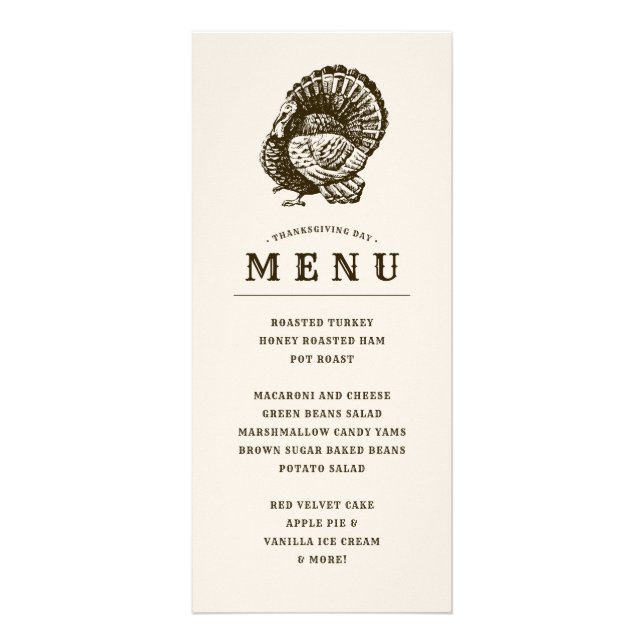 Wild Turkey | Thanksgiving Dinner Menu (Front)