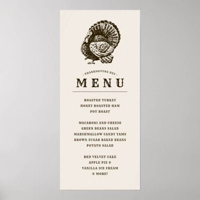 Wild Turkey | Thanksgiving Dinner Menu Poster (Front)