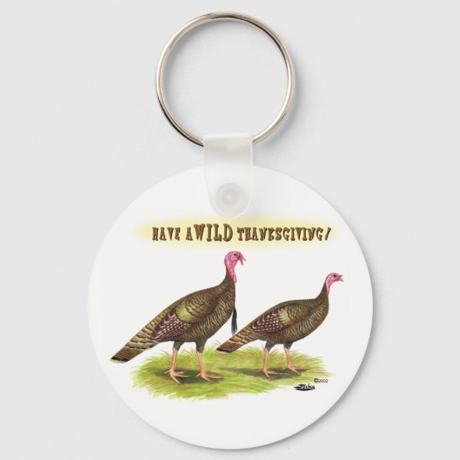Wild turkey Thanksgiving Key Ring (Front)