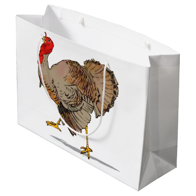 Wild Turkey Thanksgiving Large Gift Bag (Back Angled)