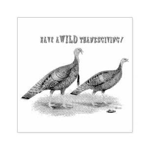 Wild Turkey Thanksgiving Rubber Stamp