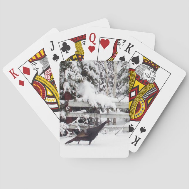 Wild Turkey Walking in Snow Playing Cards (Back)