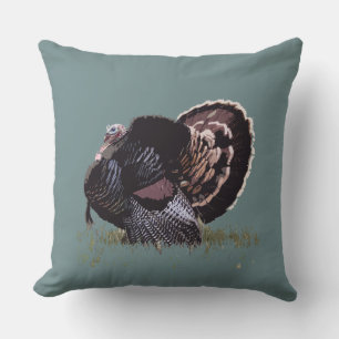 Wild Turkey Watercolor Print Cushion