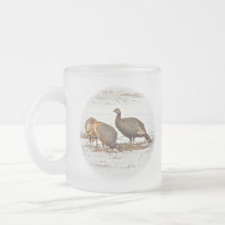 Wild Turkeys in Snow Frosted Glass Coffee Mug