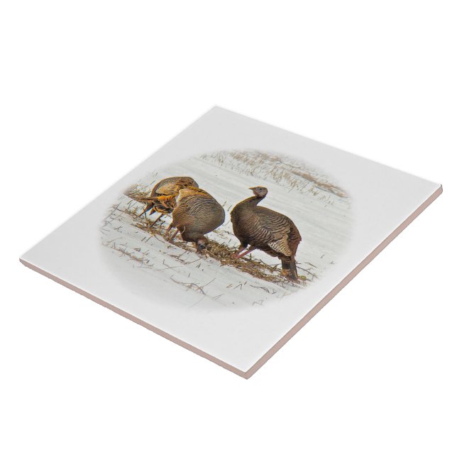 Wild Turkeys in Snow Tile (Side)