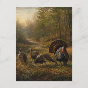 Wild Turkeys in the Autumn Forest Postcard