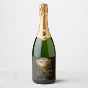 Wild Turkeys in the Autumn Forest Sparkling Wine Label