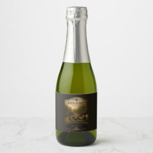 Wild Turkeys in the Autumn Forest Sparkling Wine Label