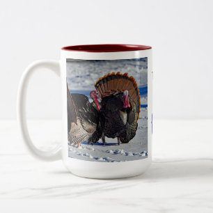 Wild turkeys Two-Tone coffee mug