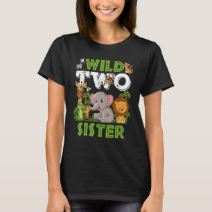 Wild Two Sister Zoo Birthday Safari Jungle Animals T-Shirt