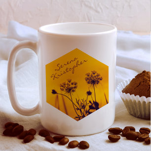 Wild Umbel Flowers Outline Purple and Gold Elegant Coffee Mug