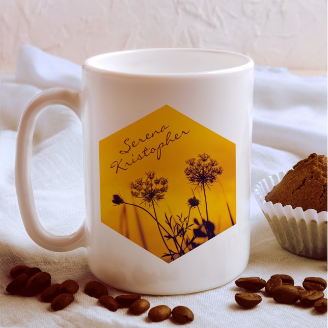 Wild Umbel Flowers Outline Purple and Gold Elegant Coffee Mug (Creator Uploaded)