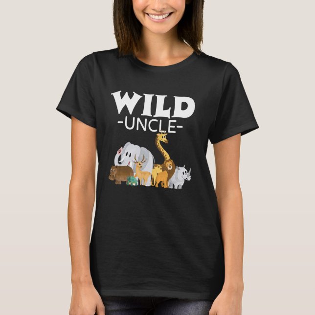 Wild Uncle Zoo Born Wild Birthday Safari Jungle Wi T-Shirt (Front)