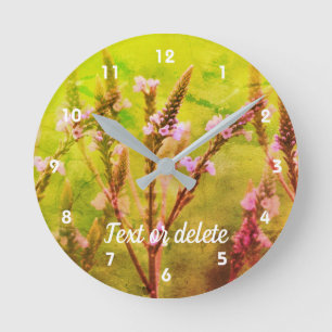 Wild Vervain Flower Abstract Art Personalised Round Clock