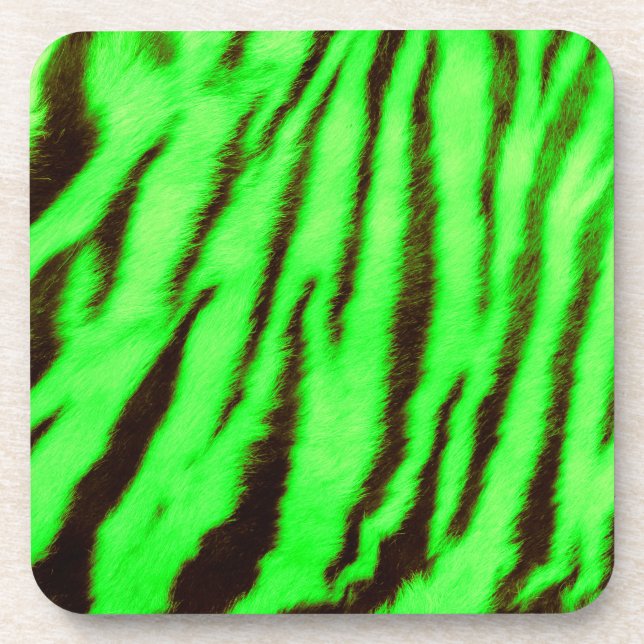 Wild & Vibrant Green Tiger Stripes Coaster (Front)