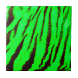 Wild & Vibrant Green Tiger Stripes Tile