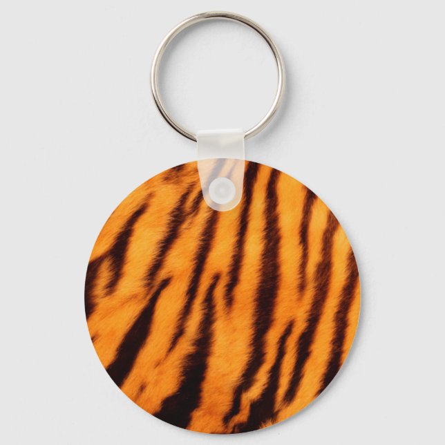 Wild & Vibrant Orange Tiger Stripes Key Ring (Front)