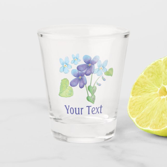 Wild Violet Flowers are Blue Personalised   Shot Glass (Front)