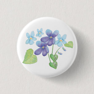 Wild Violet Flowers Illustration 3 Cm Round Badge