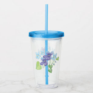 Wild Violet Flowers Illustration Acrylic Tumbler