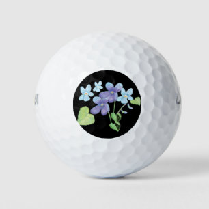 Wild Violet Flowers Illustration Black Golf Balls