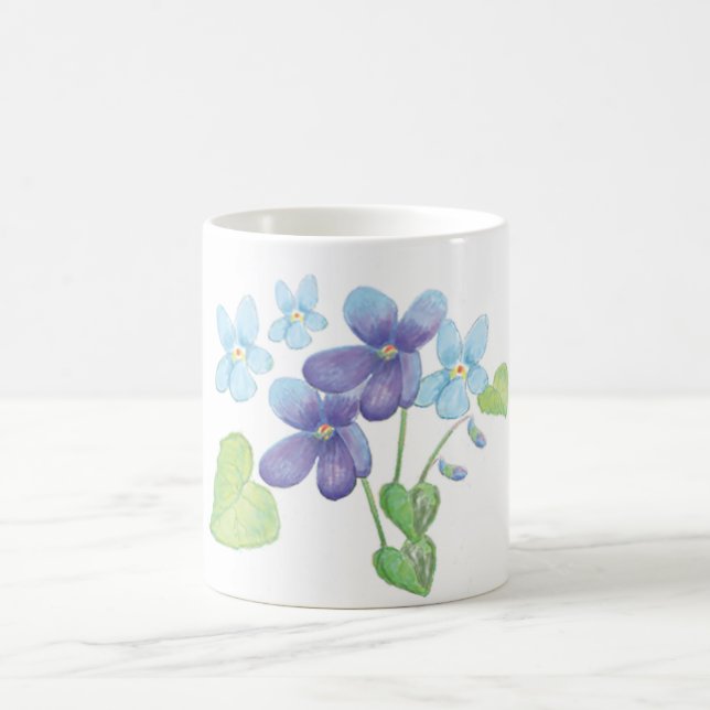 Wild Violet Flowers Illustration  Coffee Mug (Center)