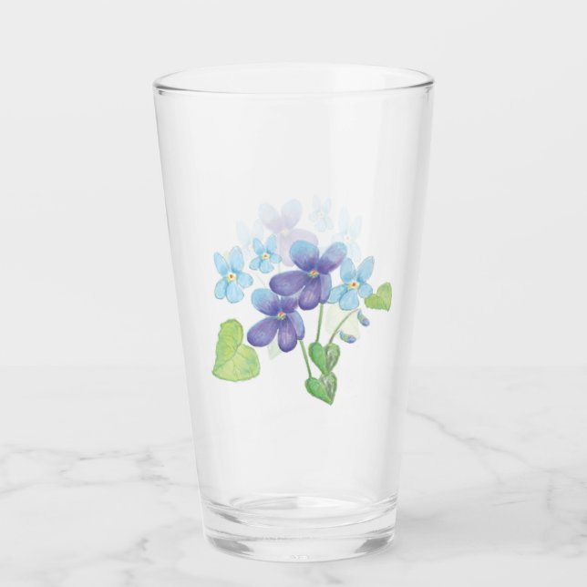 Wild Violet Flowers Illustration  Glass (Front)