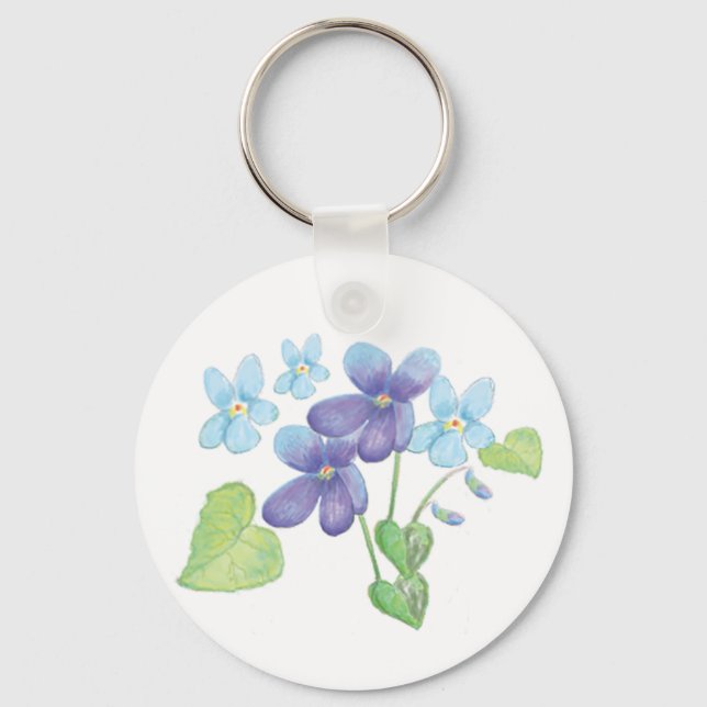 Wild Violet Flowers Illustration  Key Ring (Front)