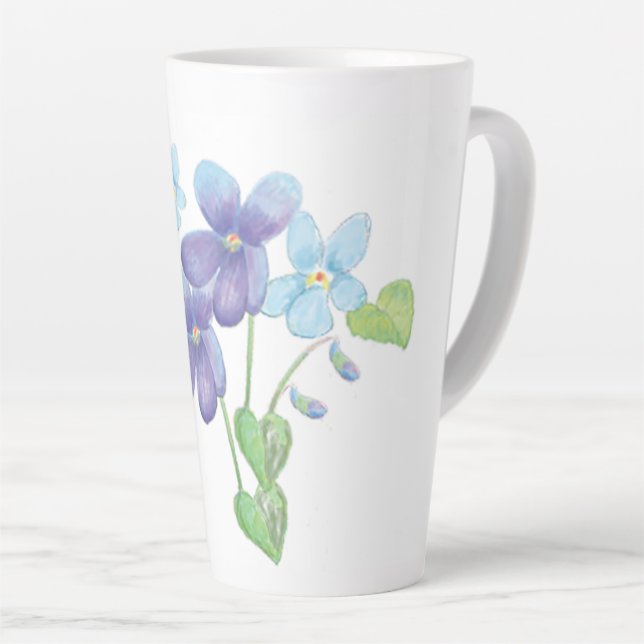Wild Violet Flowers Illustration   Latte Mug (Right Angle)